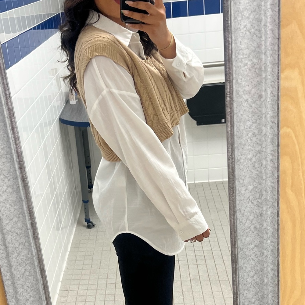 Amazon Oversized Small Button Down White Shirt - image 3